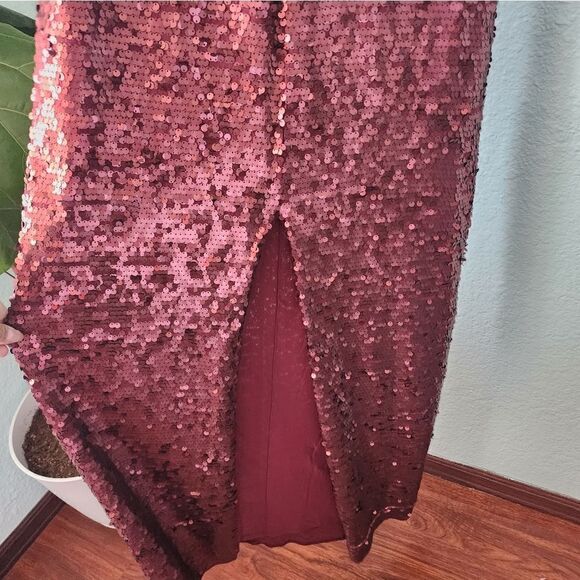 Bcbg maxazria sequins front slit v neck gown dress - Picture 5 of 16